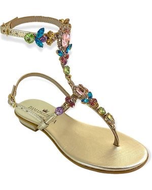 DAMAPREZIOSA Lucrezia Flat Sandal With Crystals - Metallic
