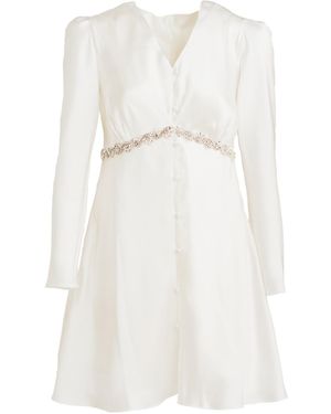 MIONÈ Mini Silk Dress With Diamond Detail - White