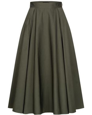 Marianna Déri Pleated Cotton Sateen Skirt - Green