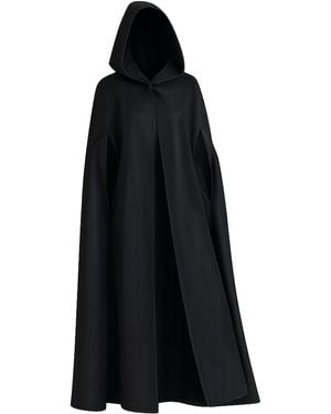 Nikka Place Wool Hooded Cloak Coat For Winter - Black