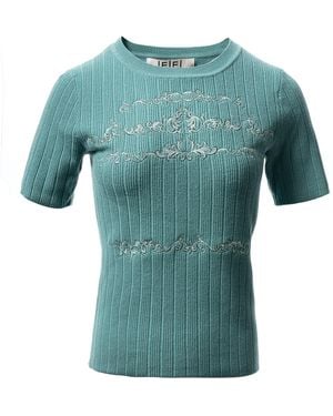 Fully Fashioning Billy Jumper Short Sleeve Knit Top - Green