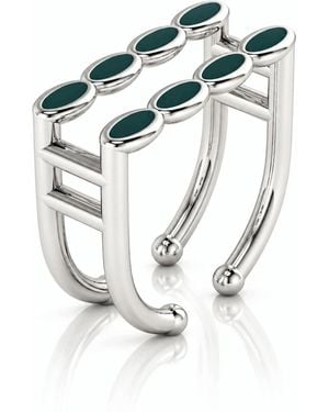 Linda Fiore Amalei Ring With Dark Enamel - Metallic
