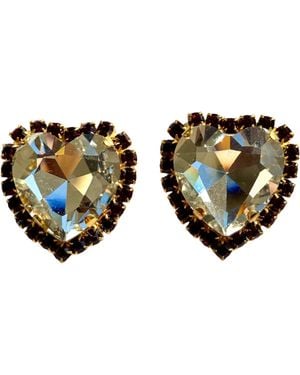 Laura Gray Large Diamond & Crystal Heart Post Earrings - Black