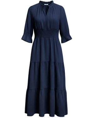 At Last Cotton Salcombe Midi Dress - Blue