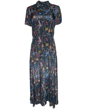 Any Old Iron Ghost Rider Collared Maxi Dress - Blue