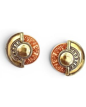 Vstyle Vintage & Resin Clip-On Statement Earrings - Metallic