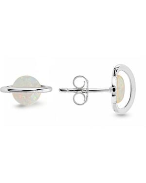 Kylie Harper Opal Saturn Planet Celestial Stud Earrings - Metallic