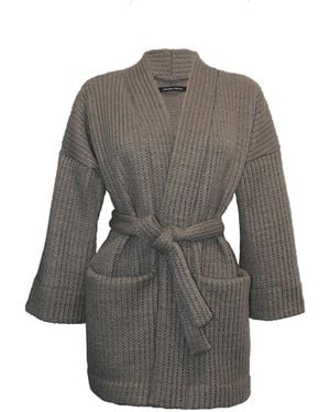 Joeleen Torvick Kimono Chunky Wool Cardigan - Grey