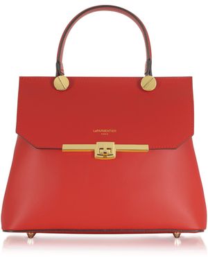 Le Parmentier Atlanta Top Handle Satchel Bag W/Shoulder Strap - Red