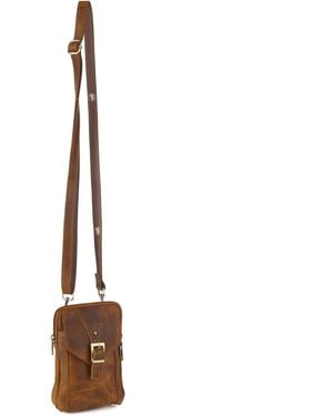 Bedroom Athletics Meazza Distressed Leather Mini Crossbody Bag - Brown