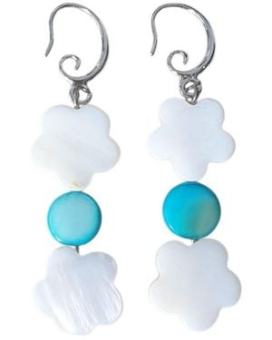 Way to Chic Flower Shell Earrings - Blue