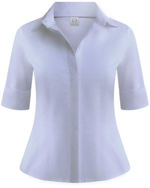 Why Mary The Kate Short Sleeve Cotton Shirt Blouse - Blue