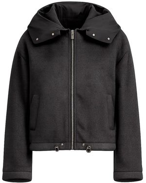 Tantra Spain Sl Short Wool Coat With Detachable Hood And Padded Collar - Black