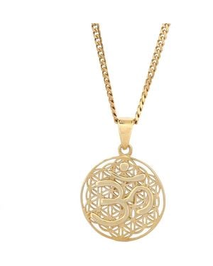 Ebru Jewelry Sacred Om Flower Of Life Talisman Necklace - Metallic