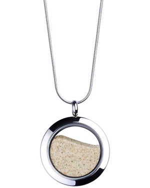 My Little Nature Neutrals Designer Statement Necklace With Natural Beach Sand – Neutral Tones Vacation Jewellery - Metallic