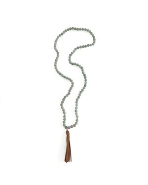 Heather Hawkins Jewelry Talulah Belle Gemstone Beaded Long Necklace With Suede Tassel - Green