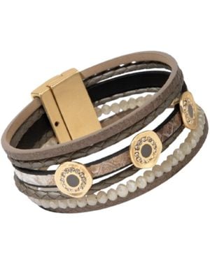 Saachi Leather Medallion Multi Strand Sienna Bracelet - Metallic