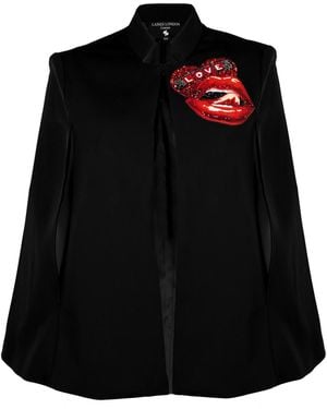 Laines London Laines Couture Tailored Cape With Embellished Love Lips - Black