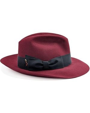 DORIA 1905 Copertino Smooth Lapin Felt Fedora Hat - Red