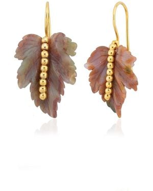 Milou Jewelry Agate Leaf Earrings - Brown