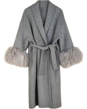 Shaded the Label The Perran Wool & Mongolian Shearling Coat - Grey