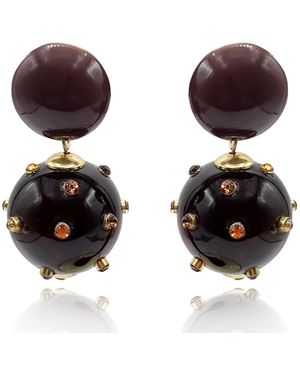 Michael Nash Jewelry Valentina Tortoise & Tortoise Resin Studded Pierced Earrings - Brown