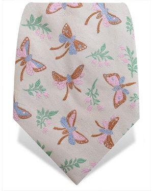 Gresham Blake Cream Butterfly Silk Tie - Grey