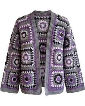 Ana Chic Sunburst Handmade Crochet Cardigan - Blue