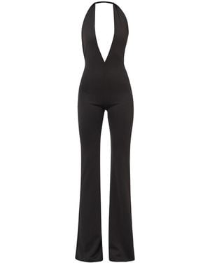 LIA ARAM Halterneck Flared Jumpsuit - Black