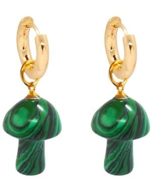 VALERIE CHIC Mushroom Malachite Earrings 18K - Green
