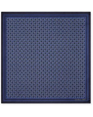 Gresham Blake Geometric Silk Pocket Square - Blue