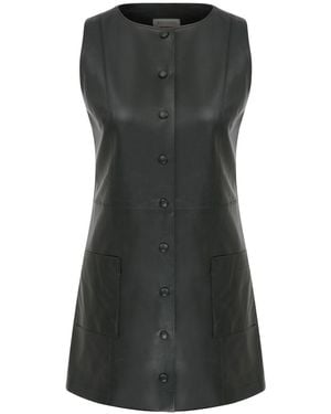 NAZLI CEREN Odette Vegan Leather Mini Dress - Gray