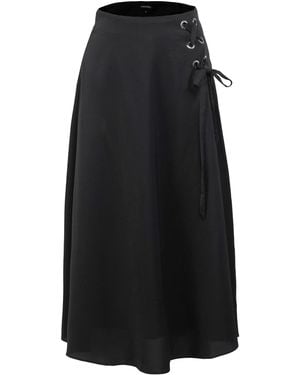 Smart and Joy Lacing On Side Trapeze Midi Skirt - Black