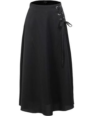 Smart and Joy Lacing On Side Trapeze Midi Skirt - Black