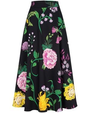 Marianna Déri Maxi Skirt With Rose Print - Green