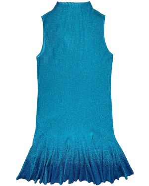 Arto. Lurex Metallic Flying Summer Knit Cocktail Mini Dress - Blue