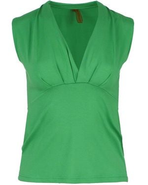 Conquista Faux Wrap Sleeveless Top - Green