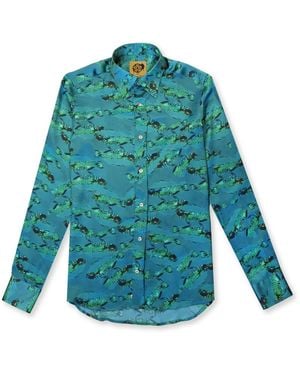 Gresham Blake Moonlight Fish Silk Shirt - Blue