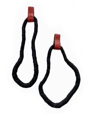 WAIWAI Contour Loops Leather Earrings - Black