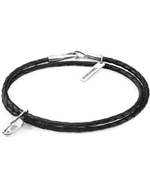 Anchor and Crew Midnight Gustatory Coffee Bean & Braided Leather Bracelet - Black