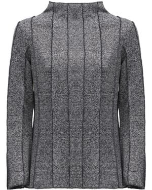 Julia Allert High-Neck Top With Seams Soft Knit - Grey