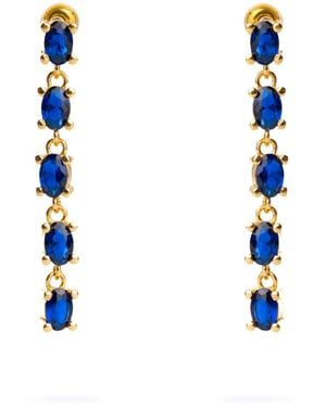 Ebru Jewelry Drop Down Sapphire Earrings - Blue