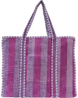 Conscious Yoga Collective The Striped Velvet Tote - Purple