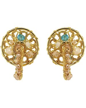 Lavish by Tricia Milaneze Neutrals Seafoam Mix Moira Post Dangle Handmade Earrings - Metallic