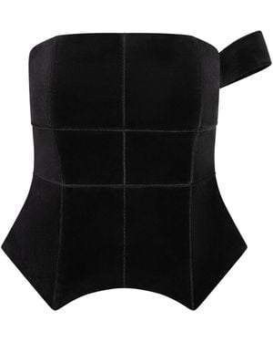 Marieta Yan Zephyr Cotton Velvet Top - Black