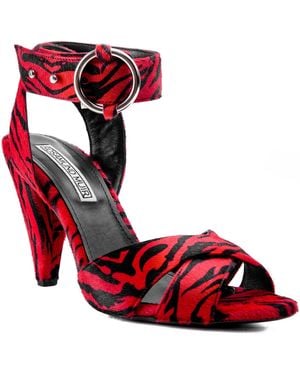 Rosamund Muir London Montana & Zebra Print Calf Hair Heels - Red
