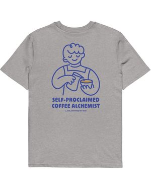 Anchor and Crew Heather Gustatory Coffee Alchemist Organic Cotton Embroidered T-Shirt - Grey