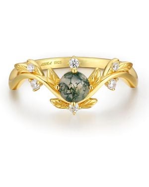 Azura Jewelry New York Willow Moss Agate Ring Vermeil - Metallic