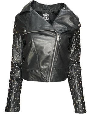 Any Old Iron And Super Stars Studded Leather Moto - Black
