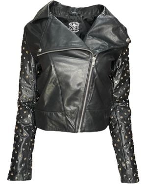 Any Old Iron And Super Stars Studded Leather Moto - Black